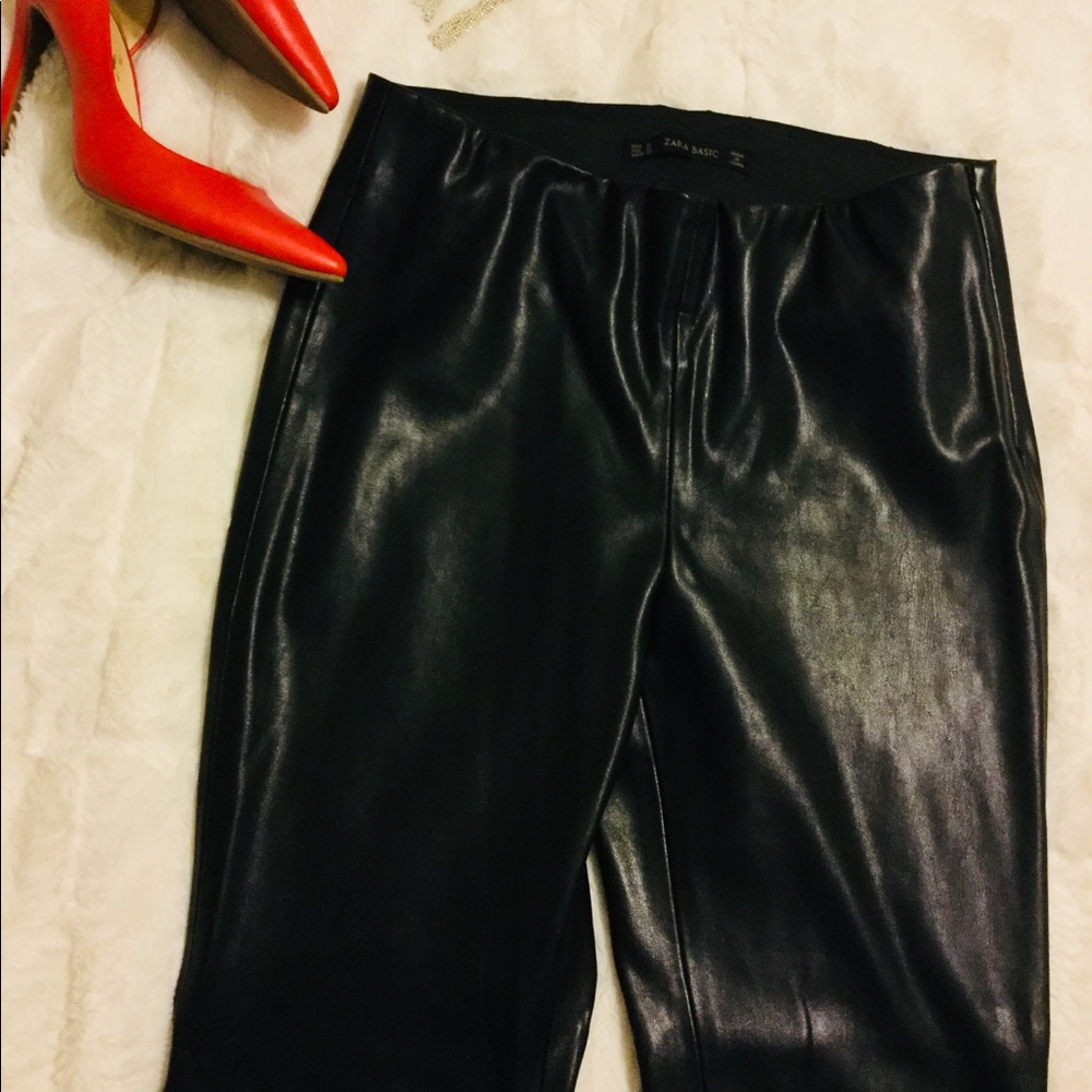 ZARA BASIC faux leather pants medium sz. - Picture 4 of 8